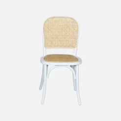 Silla vintage de madera y ratán, set de 2