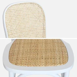 Silla vintage de madera y ratán, set de 2