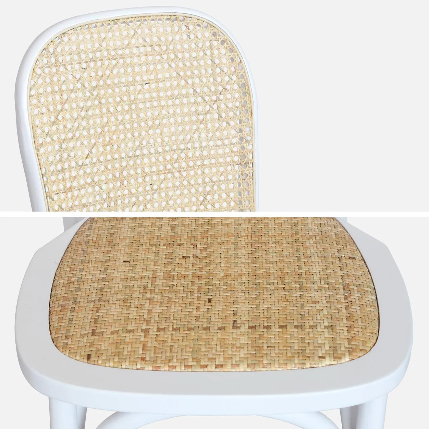 Silla vintage de madera y ratán, set de 2