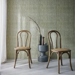 Silla vintage de madera y ratán, set de 2