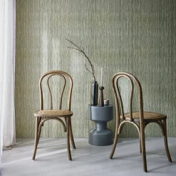 Silla vintage de madera y ratán, set de 2