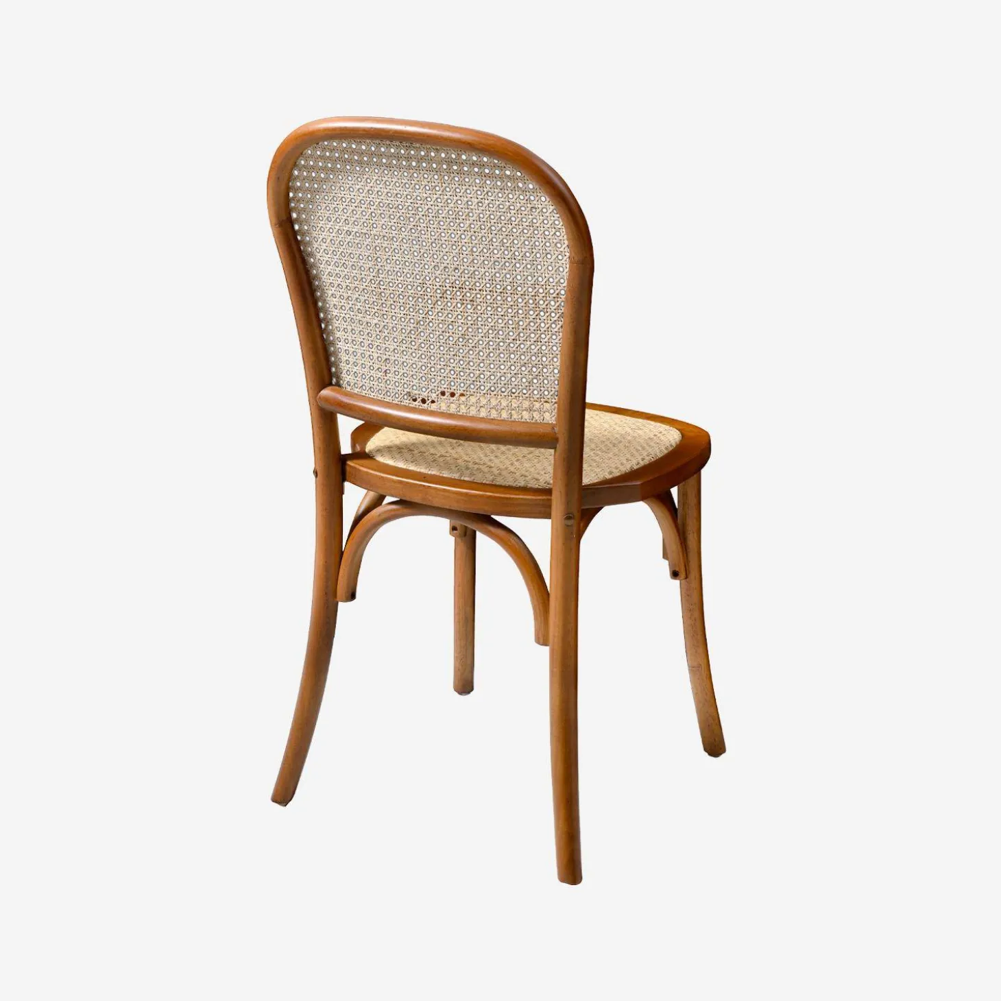Silla vintage de madera y ratán, set de 2