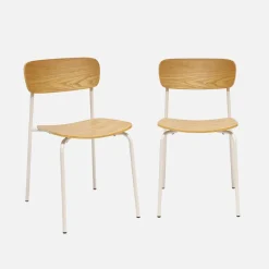 Silla vintage de metal y contrachapado, set de 2