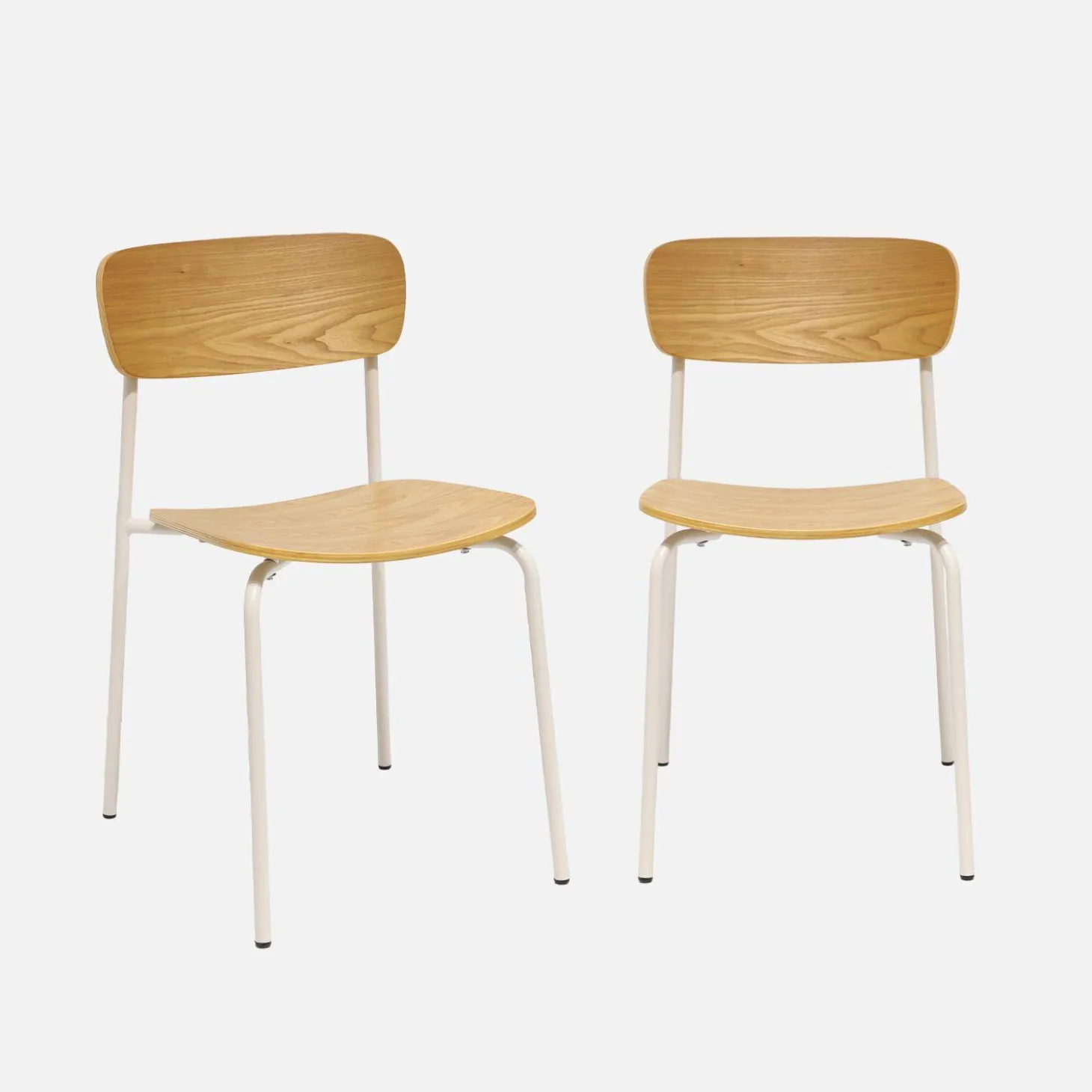 Silla vintage de metal y contrachapado, set de 2
