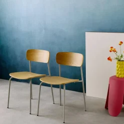 Silla vintage de metal y contrachapado, set de 2