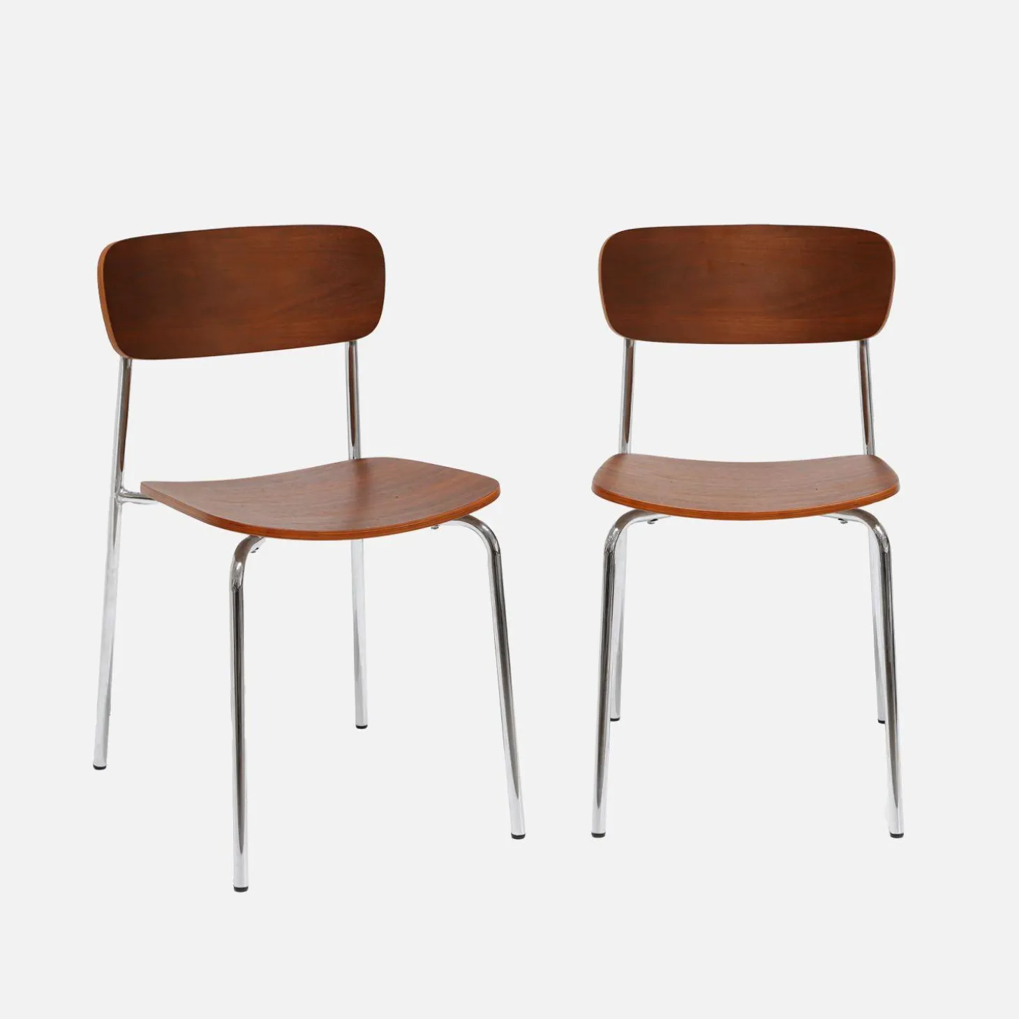 Silla vintage de metal y contrachapado, set de 2