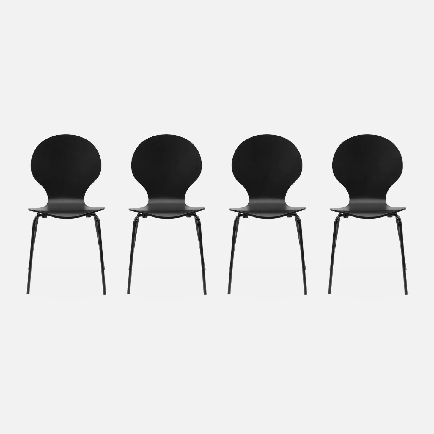 Sillas apilables retro, madera y contrachapado, set de 4
