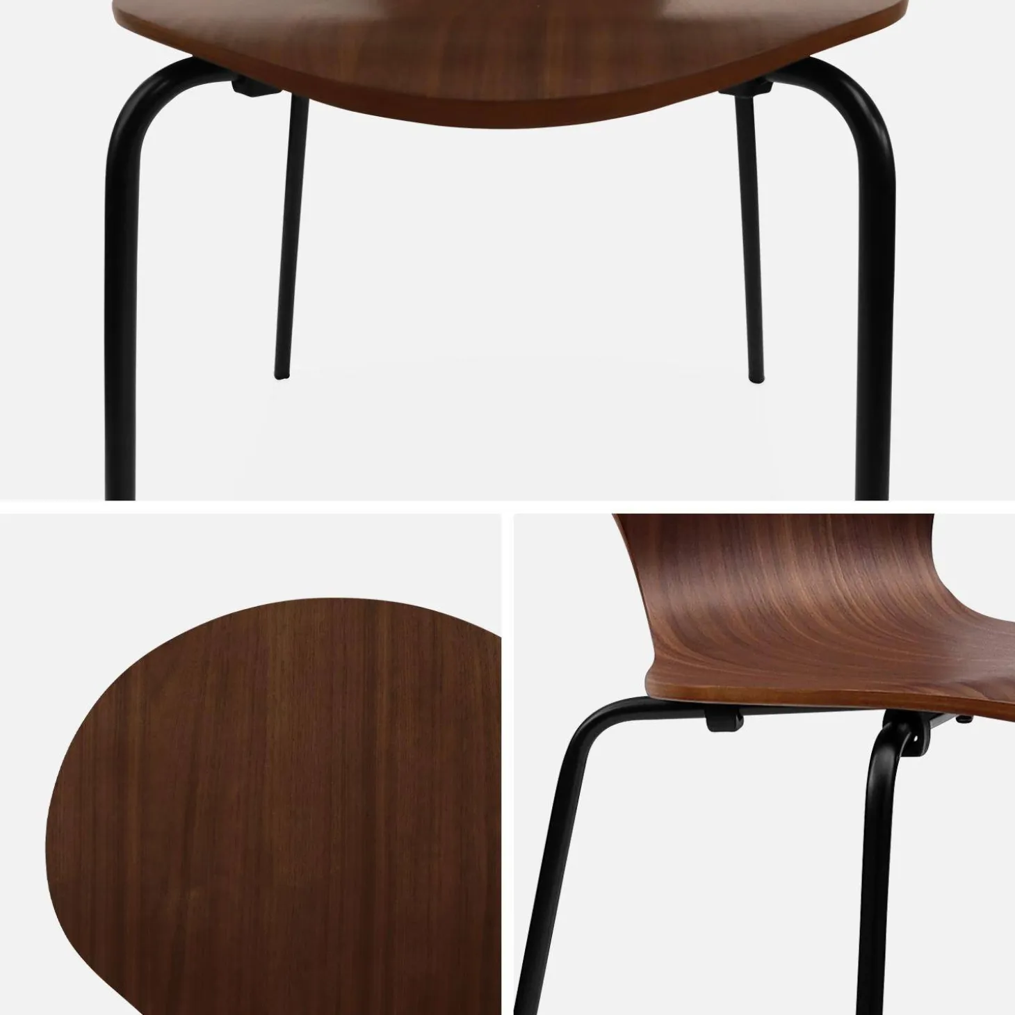 Sillas apilables retro, madera y contrachapado, set de 4