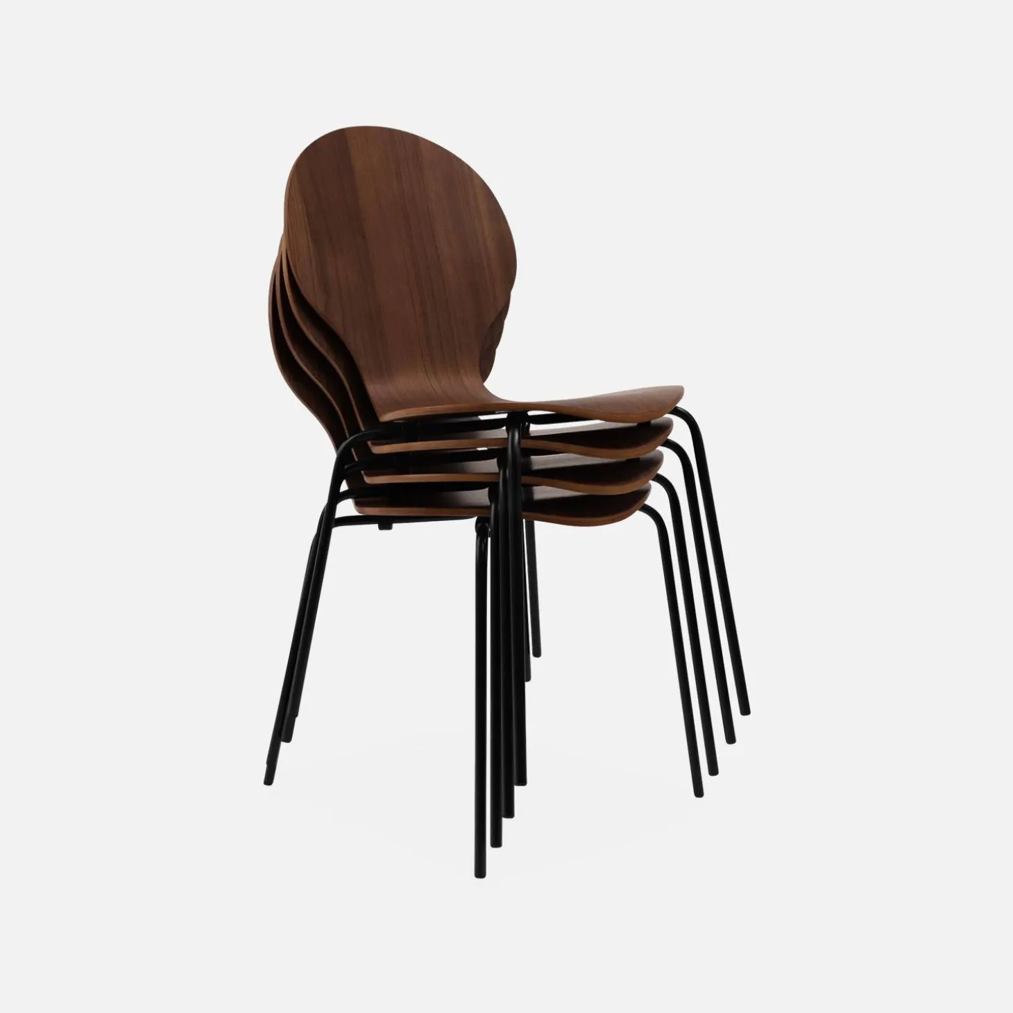 Sillas apilables retro, madera y contrachapado, set de 4