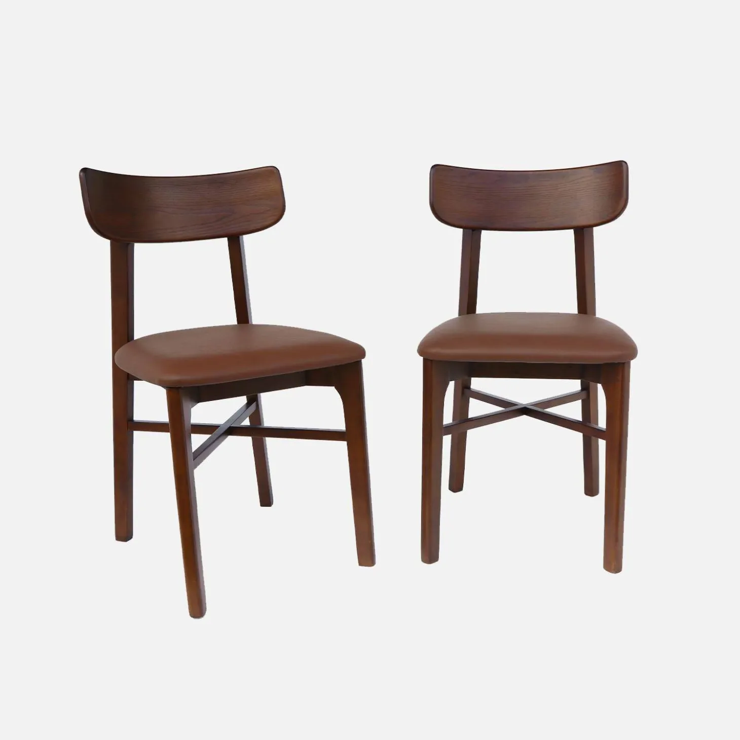 Sillas de madera de hevea y polipiel, set de 2