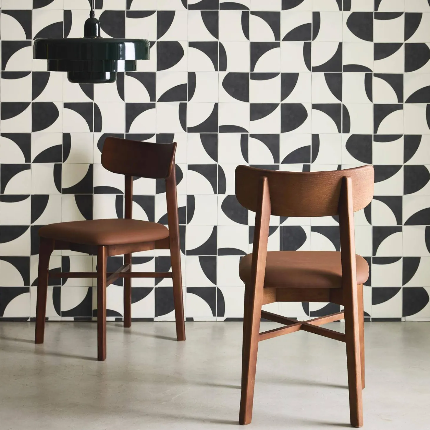 Sillas de madera de hevea y polipiel, set de 2