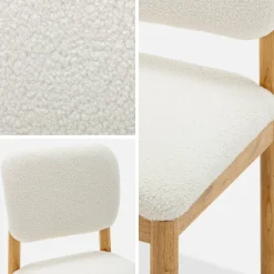 Sillas de madera de hevea y borreguito, set de 2