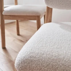 Sillas de madera de hevea y borreguito, set de 2