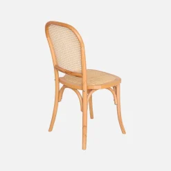 Sillas de madera y ratán vintage, set de 4
