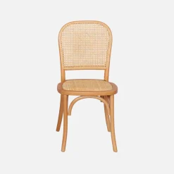 Sillas de madera y ratán vintage, set de 4