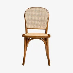 Sillas de madera y ratán vintage, set de 4