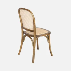 Sillas de madera y ratán vintage, set de 4