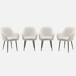 Sillón borreguito con patas de metal, set de 4