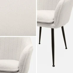 Sillón borreguito con patas de metal, set de 4