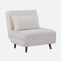 Sillón convertible borreguito base de madera, 1 plaza