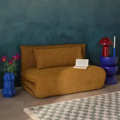 Sillón convertible de tejido borreguito texturizada, 2 plazas