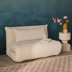 Sillón convertible de tejido borreguito texturizada, 2 plazas