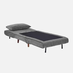 Sillón convertible de tela chenilla con patas de madera