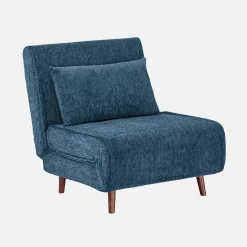 Sillón convertible de tela chenilla con patas de madera