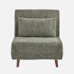 Sillón convertible de tela chenilla con patas de madera