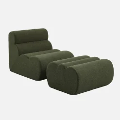 Sillón de borreguito texturizada con reposapiés