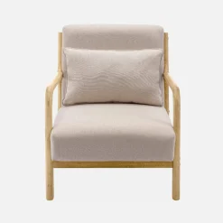 Sillón de diseño de madera y tela
