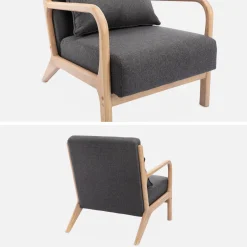 Sillón de diseño de madera y tela