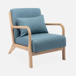 Sillón de diseño de madera y tela
