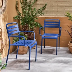 Sillón de jardín bistró de acero, set de 2
