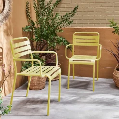 Sillón de jardín bistró de acero, set de 2