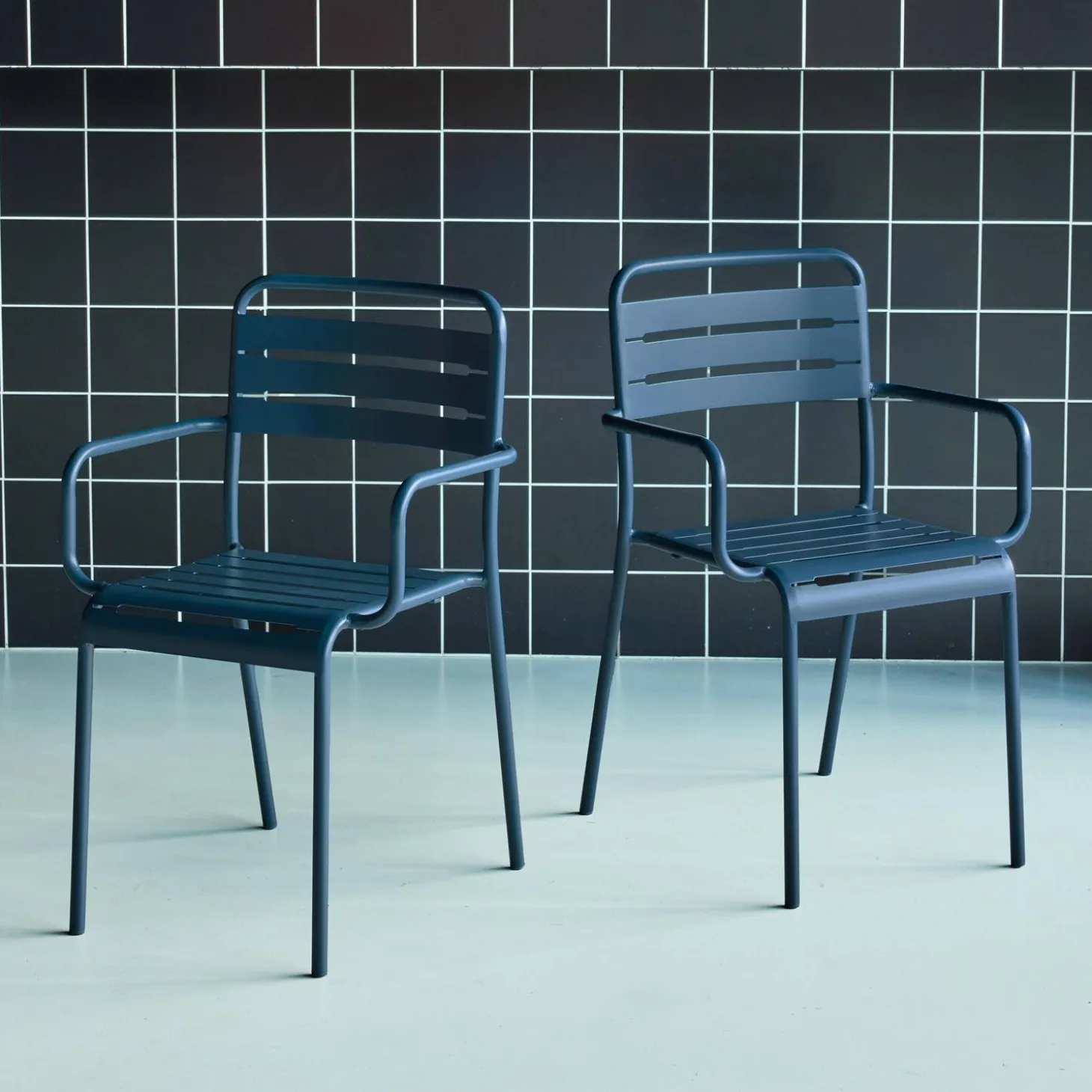 Sillón de jardín bistró de acero, set de 2