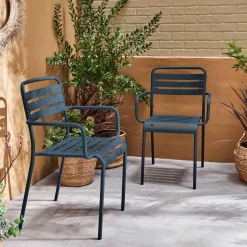 Sillón de jardín bistró de acero, set de 2