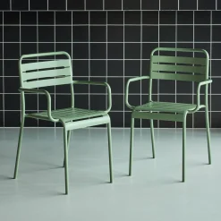 Sillón de jardín bistró de acero, set de 2