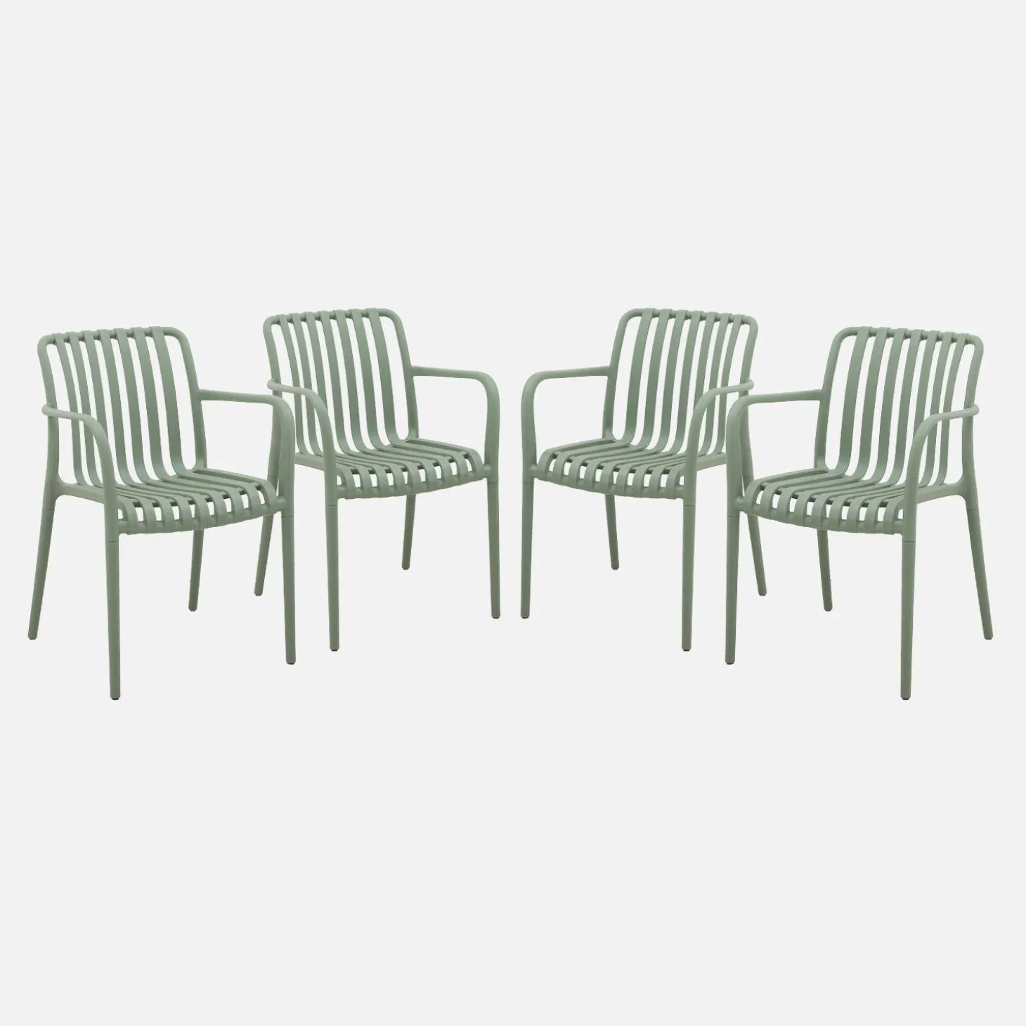 Sillón de jardín con diseño lineal, set de 4