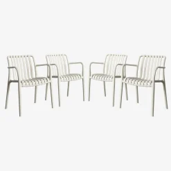 Sillón de jardín con diseño lineal, set de 4