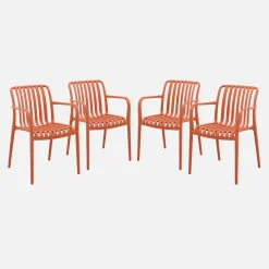 Sillón de jardín con diseño lineal, set de 4