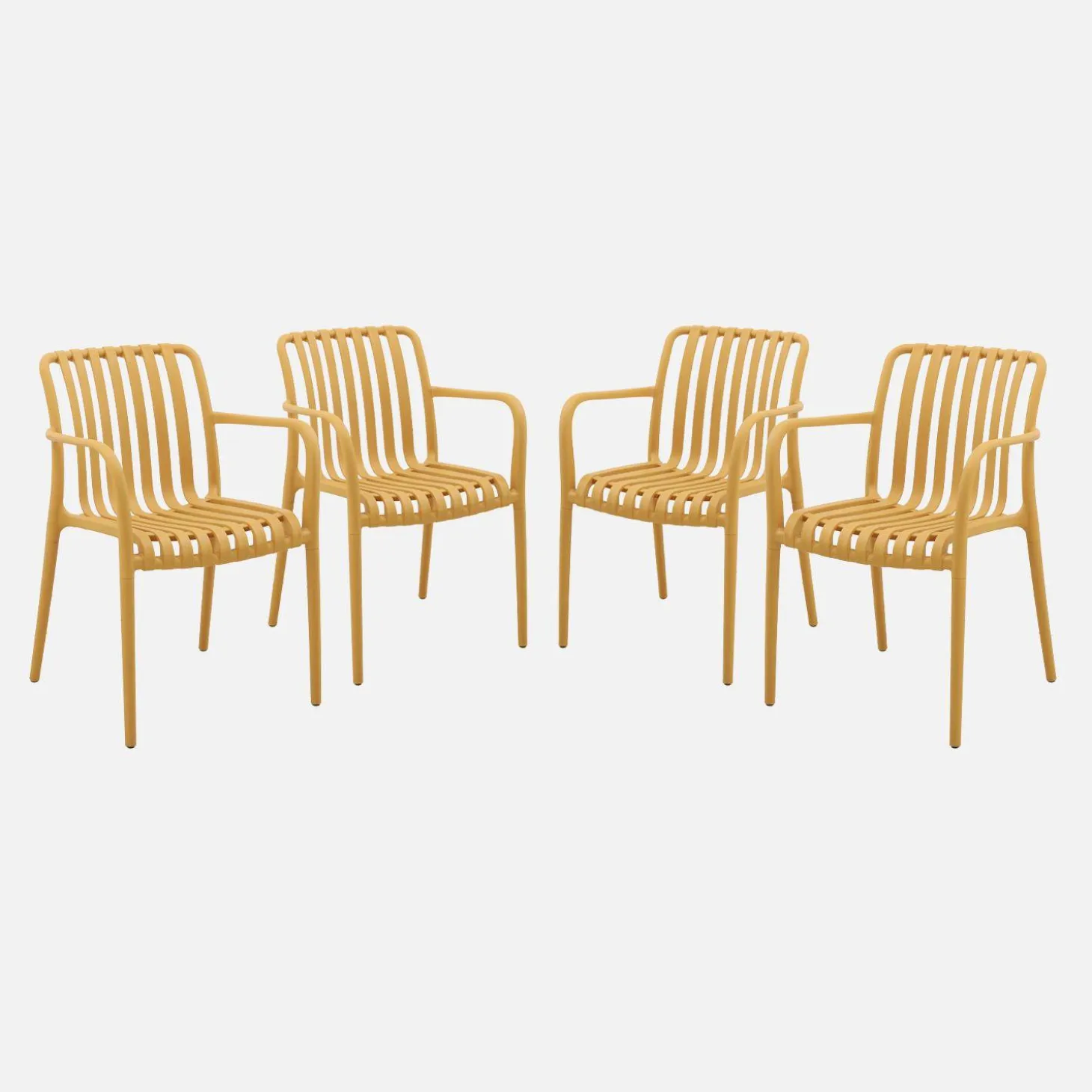 Sillón de jardín con diseño lineal, set de 4
