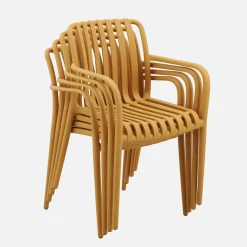 Sillón de jardín con diseño lineal, set de 4