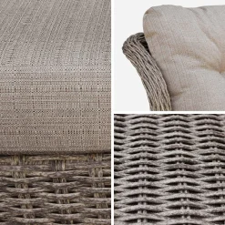 Sillón de jardín con reposapiés de resina trenzada, set de 2