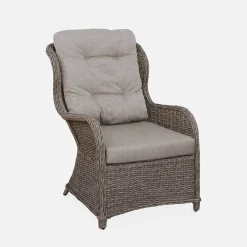 Sillón de jardín con reposapiés de resina trenzada, set de 2