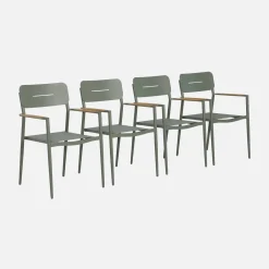 Sillón de jardín de aluminio y textileno, set de 4