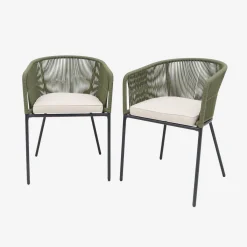 Sillón de jardín de cuerda y acero galvanizado, set de 2
