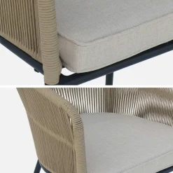 Sillón de jardín de cuerda y acero galvanizado, set de 2