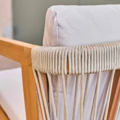 Sillón de jardín de madera de acacia con cuerdas, set de 2