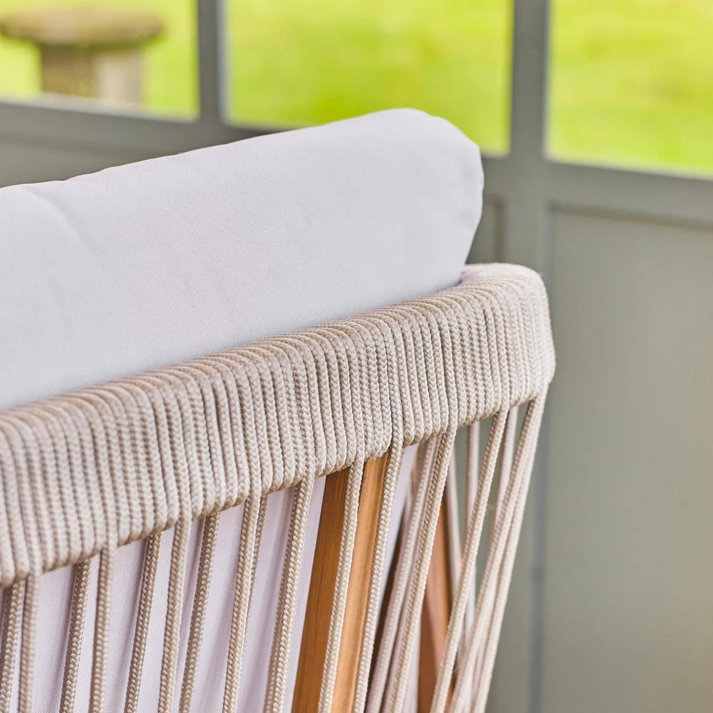 Sillón de jardín de madera de acacia con cuerdas, set de 2